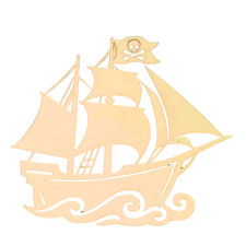 Pirate Ship Wooden Cutout   10 x 10 in Unfinished Wood Craft for Painting.