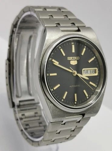 Vtg 1981 Seiko 5 Automatic French Day Date 7009-3130 St/Steel 36mm Gents Watch