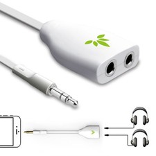 Avantree Two Way 3.5mm Dual Headphone Jack Splitter, AUX Stereo small, White