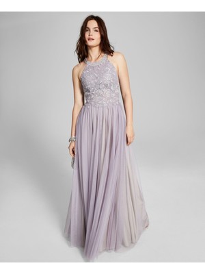 SPEECHLESS Womens Purple Back Tulle Sleeveless Full-Length Gown Dress 13