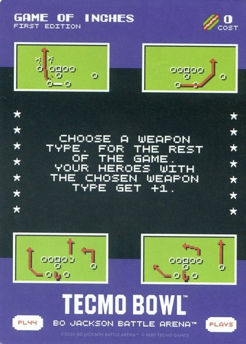 2026 Bo Jackson Battle Arena Tecmo Bowl Play Card #PL44 GAME OF INCHES