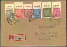 1946, WEST-SACHSEN,  Ziffern komplett vom  Oberrand (alle von Feld  8) ab ZWENKAU -