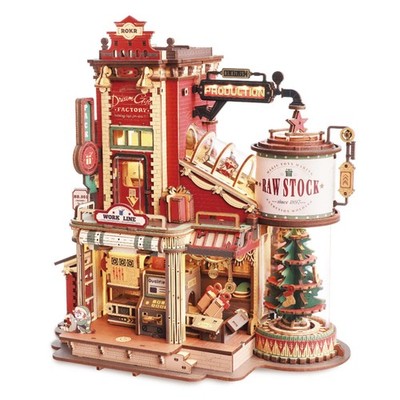 ROKR 3D Holz Spieluhr Modellbausatz Christmas Dream Gift Factory Weihnachtsgeschenk EAB01