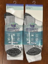 Bamboo Diabetic Socks White 2 Pair NEW Large Mens 12-15 Moisture Wick Antibacter