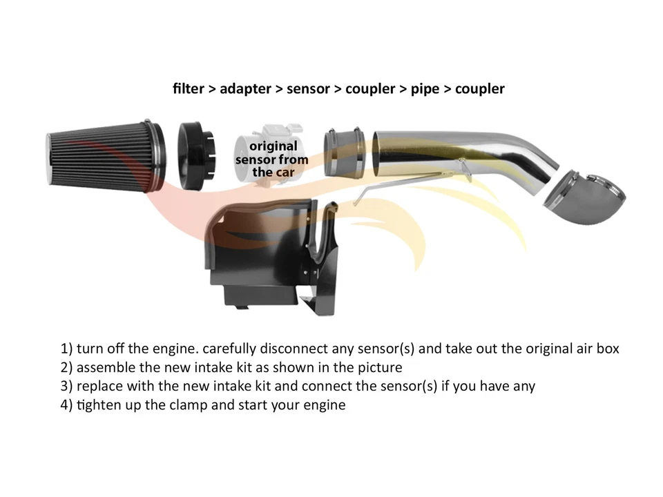Sistema de admisión de aire frío BCP RED 07-08 GMC Yukon 4,8/5,3 L V8 + protector térmico Foto 4 de 4