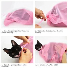 Pet Cat Bathing Bag Bag Adjustable Breathable Grooming Anti-Scratch Pink