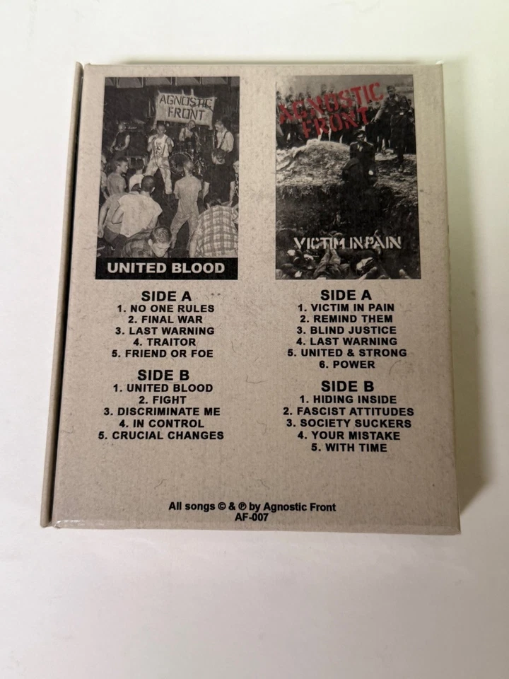 Agnostic Front United Blood Victim in Pain 2x Cassette Box Set w/ Patch Stickers - Image 2 of 3