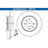 Bremsscheibe ATE 24.0108-0119.1 FüR Renault Clio V