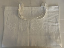 Gucci Large White Canvas Embossed Logo Monogram Shopping Gift Tote Bag