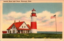 Siasconset Massachusetts MA : LIGHTHOUSE SCENE d/13 BC3330