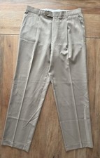 Hugo Boss Beige Wool Dress Pants Mens 34x31 Pleated Straight Leg Office Trousers
