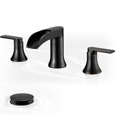 Widespread Waterfall Bathroom Sink Faucet 3 Hole, 4-8 Inch Oil Rubbed Bronze