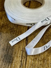 2 Yards of CHRISTIAN DIOR Signature Ribbon White Satin 1 cm Wide Authentic