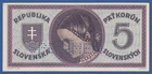 SLOVAKIA / SLOVAKIA -- 5 KORUN ND ( 1945 ) -- aUNC -- SPECIMEN -- PICK 8s
