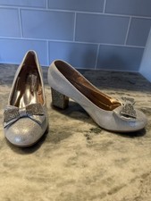 Sz 2 Girls' Sparkle Studded Bow Dress Shoes by Badgley Mischka, Pageant, Wedding