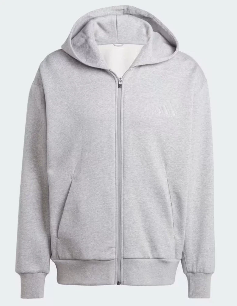 Adidas All Szn Fleece Loose Fit Full Zip Hoodie Grey Size Uk XS New With Tags