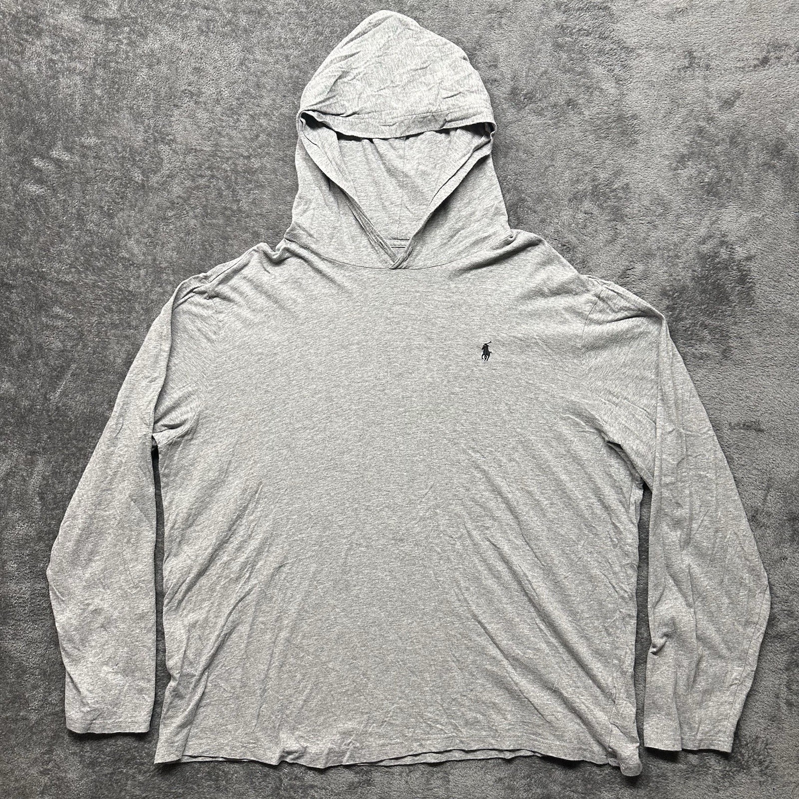 Polo Ralph Lauren Felpa con Cappuccio Uomo XXL Grigio Leggero Popover Casual Pony Preppy