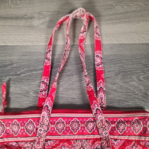 Vera Bradley Tote Bag Women's Paisley Quilted Shoulder Purse Floral Red - Picture 5 of 12