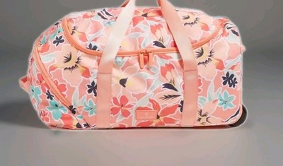 Vera Bradley LU Wheeled Carry-On Rain Forest Lily Coral Luggage Travel FREE GIFT