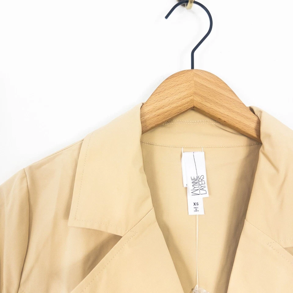 MarlaWynne Тренч песок бежевый шифоновое складки назад размер XS новый - Изображение 3 из 4