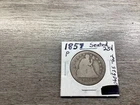 1857 Seated Liberty 90% Silver Quarter Type 1 No Motto and No Arrows 060625 62ra