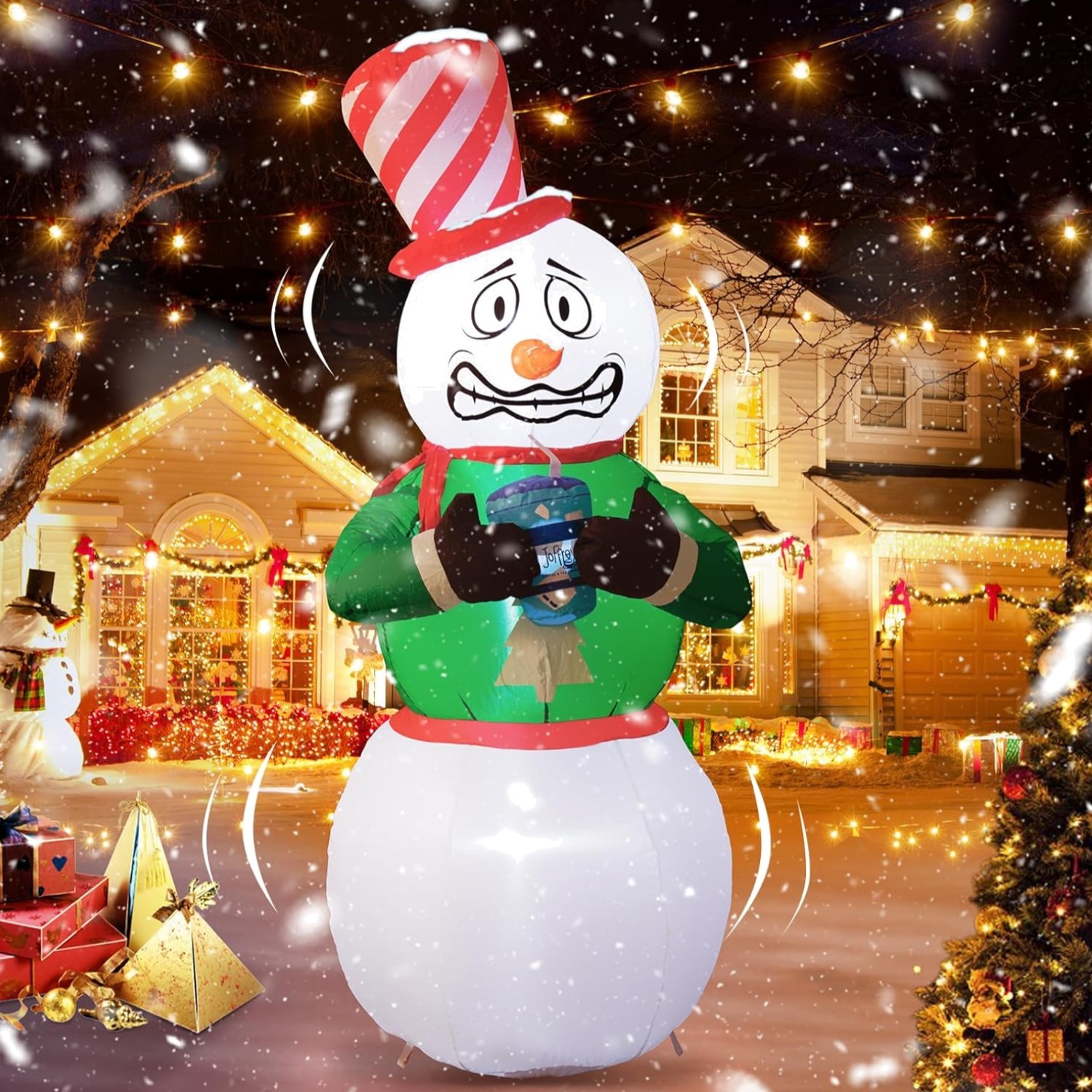 GlobaLink Aufblasbarer Schneemann XL ,8M, Schütteln lustiger aufblasbarer Wei...