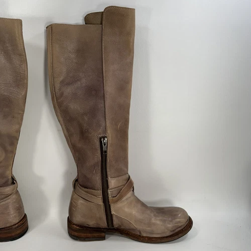 Bed Stu Bristol Knee High Riding Boots Tan Distressed Leather Women’s Size 7.5 - Picture 7 of 12