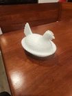 Vintage Indiana White Milk Glass Hen Candy Or Trinket Dish