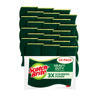 Scotch-Brite Heavy Duty Scrub Sponges 24 Pack.    3X Scrubbing Power 3M