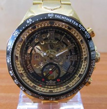 Gold And Black Face Automatic Skeleton Watch by Winner in Excellent Condition