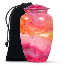 Light Gold Abstract Funeral Large Urn For Ashes For Mom Dad 10 Inch