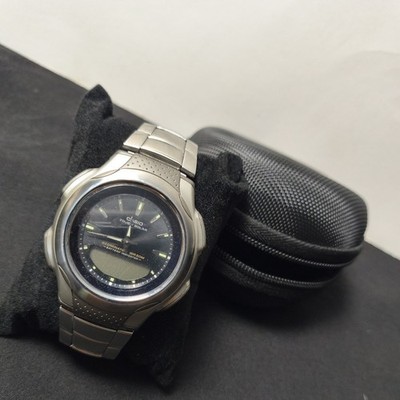 Casio Tough Solar Mens Watch Analog Digital Silver Blue AW-S90 New Battery