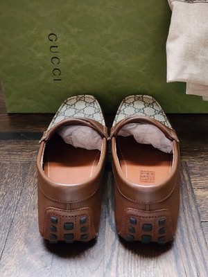 $850 New Gucci GG Interlocking Men Driver Loafer Brown  display picture 1