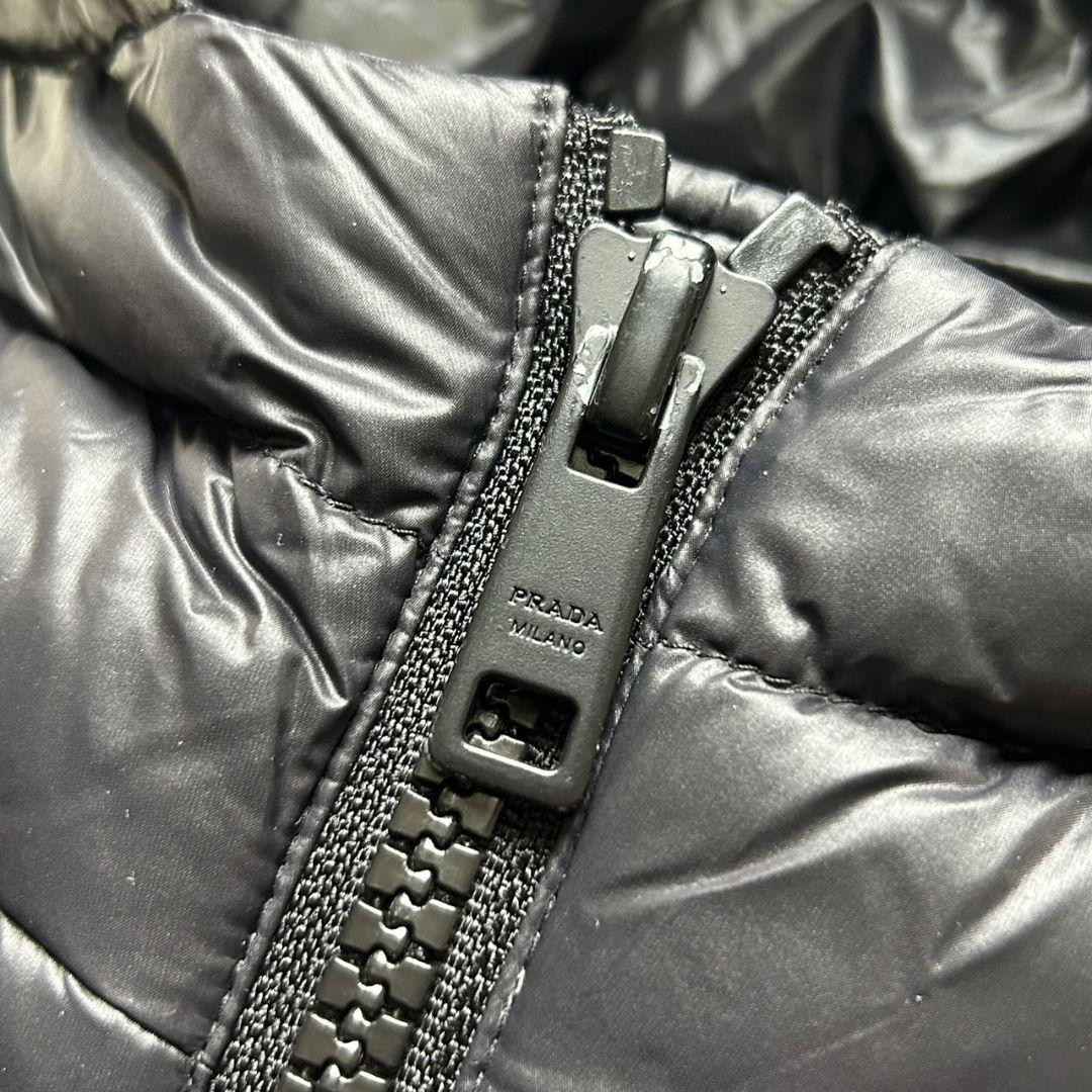 PRADA Triangle Logo Stretch Down Jacket Hooded Black Size 38 PRADA Triangle Logo Stretch Down Jacket Hooded Black Size 38
