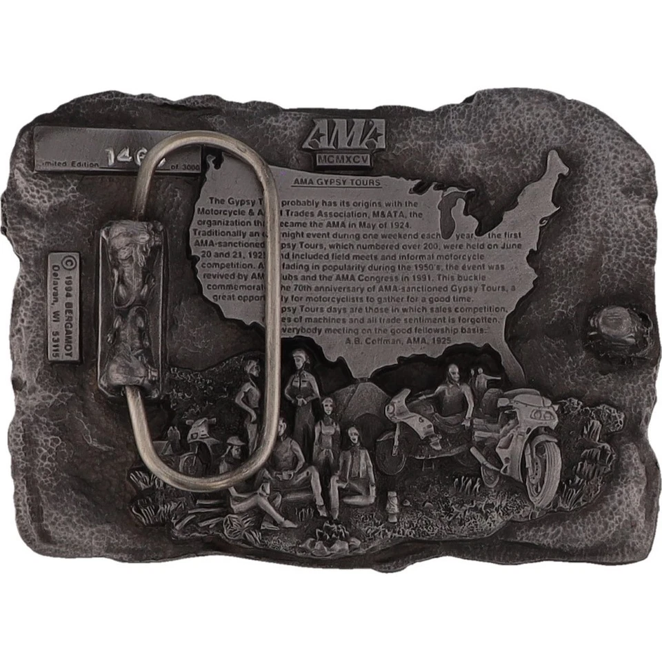 Ama Gypsy Tours 1925-1995 Motocicleta Evento Rally Años 90 Nos Vintage Hebilla de Cinturón Foto 4 de 4