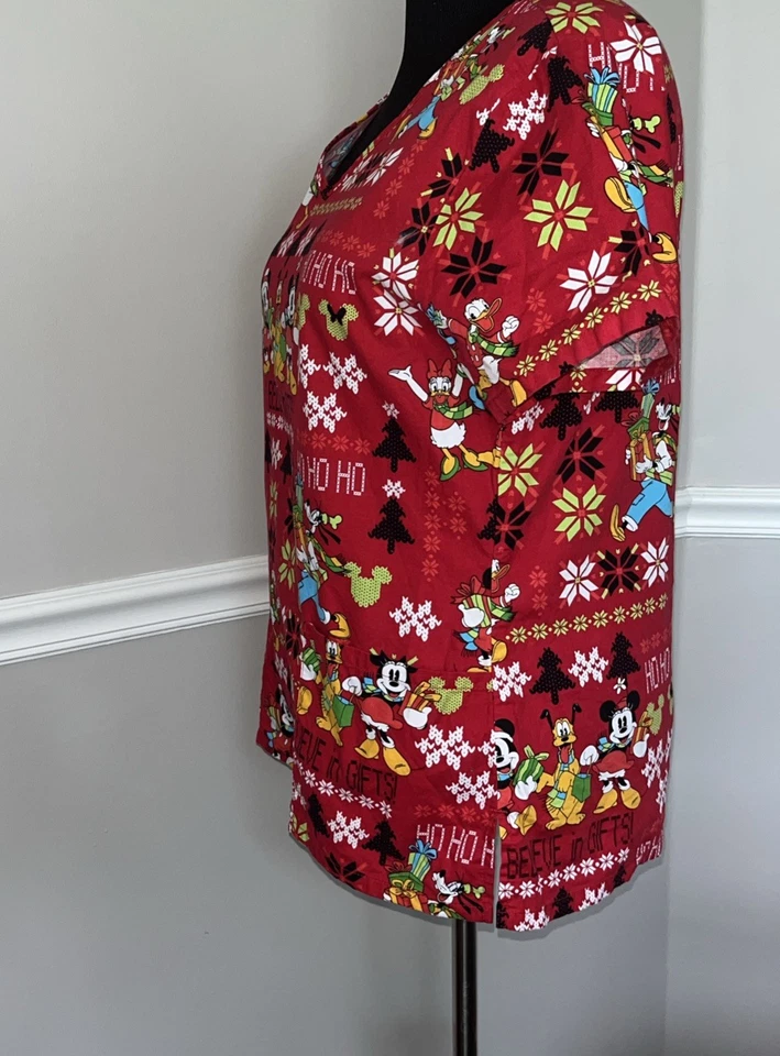 Disney скраб Топ женщин размер средний красный короткие рукава Микки Маус и друзья - Изображение 3 из 4
