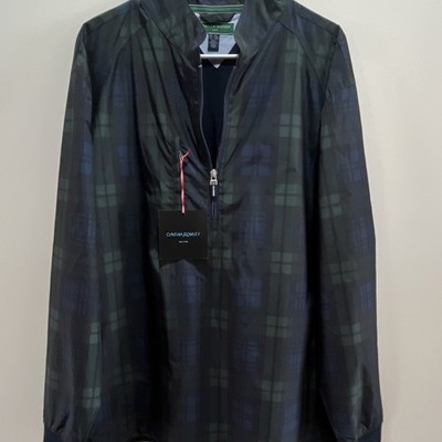 Tommy Hilfiger Plaid 1/4 Zip Windbreaker Jacket Navy Green XL Men Golf