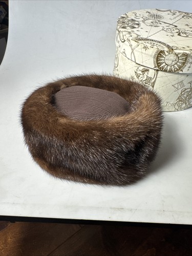 VTG Mink w/ Feet 1950-60's Fur Pillbox Hat Fashion J.W. Robinson, CA EUC! - Picture 11 of 15