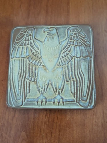 Frankoma Sunset Yellow Eagle Square Trivet  6 1/2 In Collectors