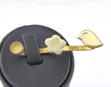 Ring Bird Flower Adjustable Ring Bezel Raw brass 18mm 8US inner size 2687