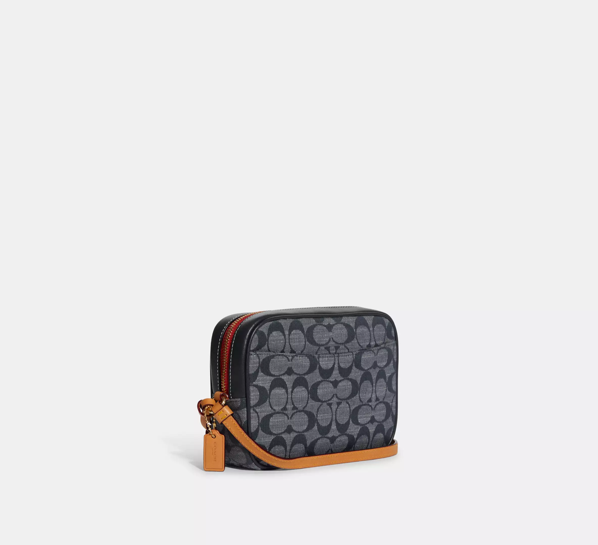 【直営・関税送料込】Short Macrocannage D Coach Mini Camera Crossbody Bag in Signature Chambray - Gold