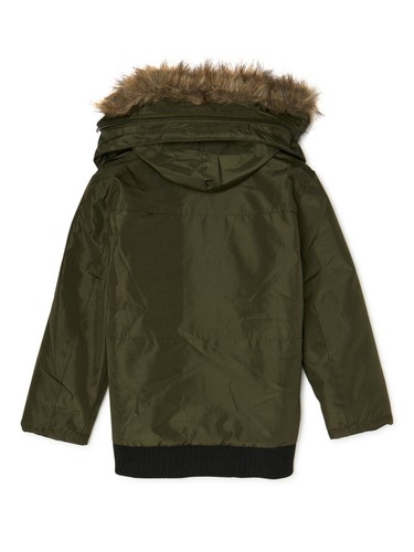 Boys Winter Oxford Jacket w/ Faux Fur Trim Hood – Climate Concepts Warm Coat - Picture 7 of 8