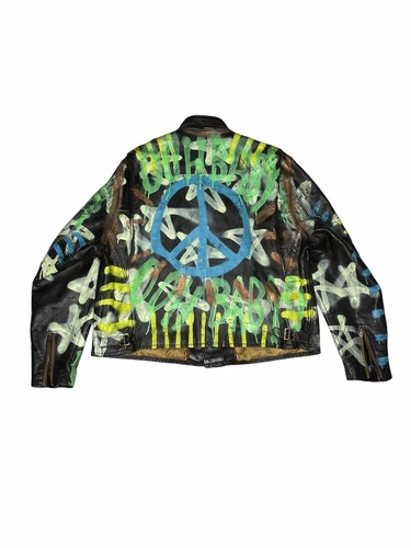 Vintage Leather Jacket Custom Graffiti 