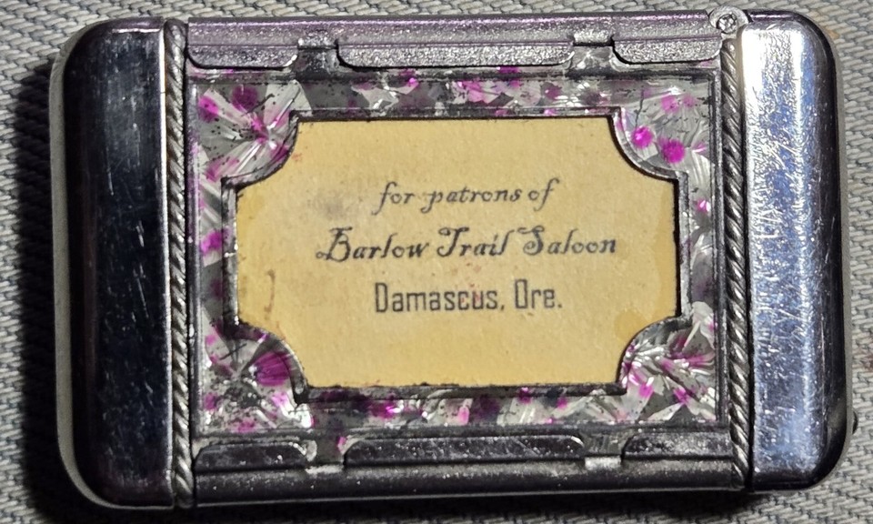 RARE DAMASCUS OREGON BARLOW SALOON MATCH SAFE ATTRACTIVE LK eBay