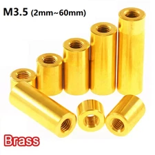 M3.5 Threaded Sleeve Rod Bar Stud Round Connector Nut Brass H62 Long Nuts