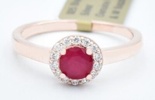 GENUINE 0.90 Cts RUBY  WHITE SAPPHIRES RING 14K ROSE GOLD PLATED .925 - NWT