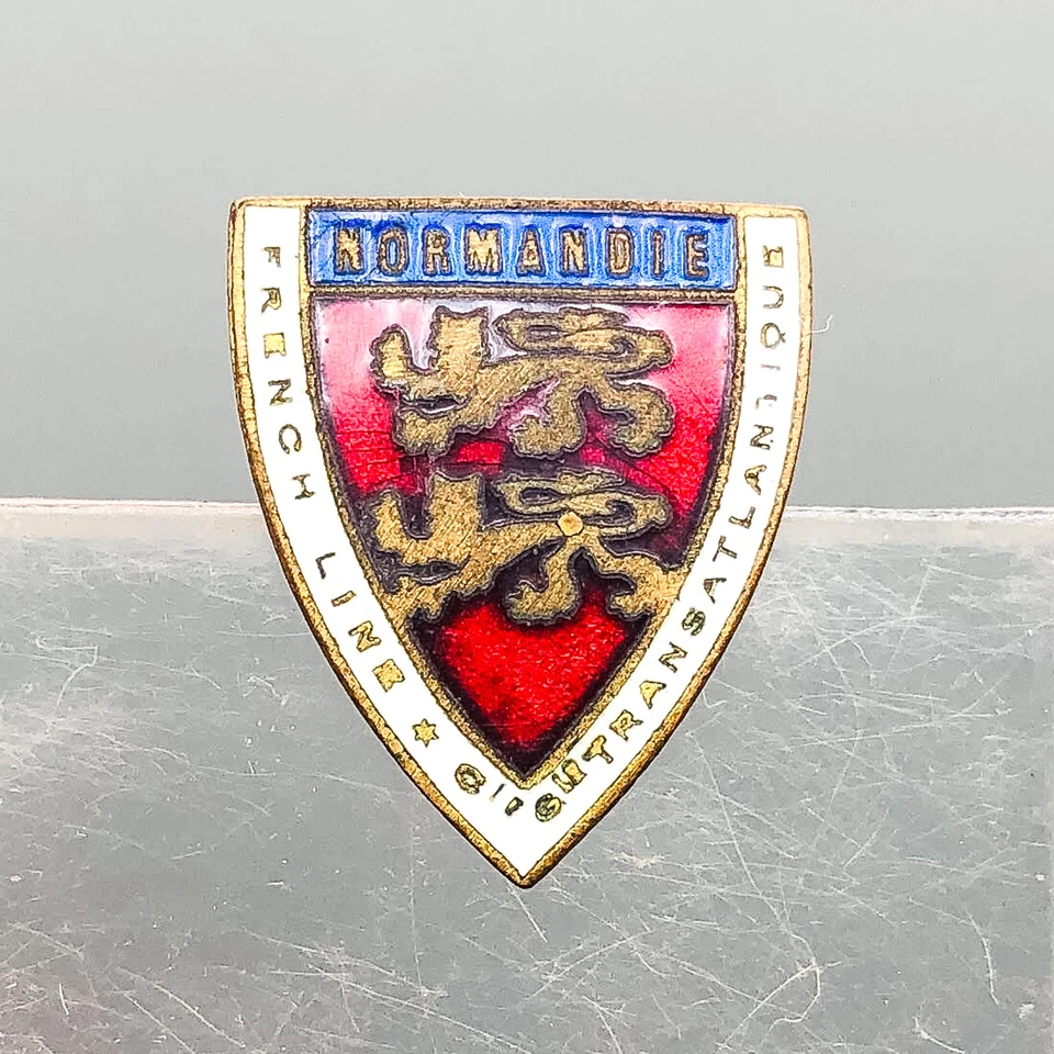 Normandía Línea Francesa Botón Agujero Pin Medallón Transatlántico Océano París Foto 4 de 4