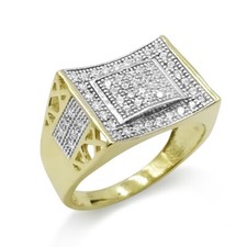 Gold Ring Mens - 9ct Gold Pinky Cluster CZ Size T Fathers Dad Ring