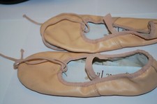 Dance Time Pink Leather Upper Ballet Slippers Sz 3 Shoes
