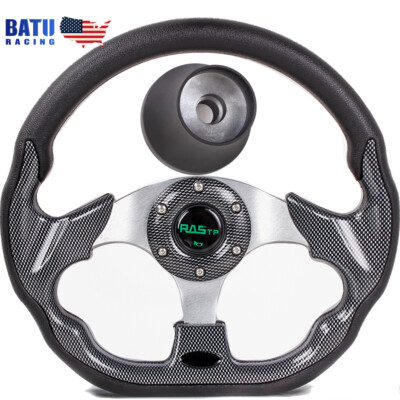 New 12.5inch Black Golf Cart Steering Wheel with Hub Adapter for EZGO TXT RXV